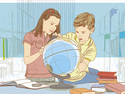Earth art digital girl illustration image