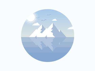 Scenery icon iceberg island the birds the blue the sea the sun