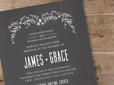 Modern Foliage bohemian contemporary custom invitation invite modern rustic wedding