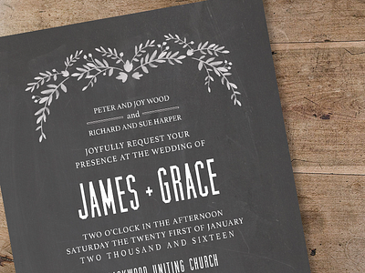 Modern Foliage bohemian contemporary custom invitation invite modern rustic wedding