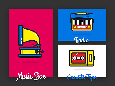 Audio Icons art color design graphics icons illustration logo music radio technology vector vintage