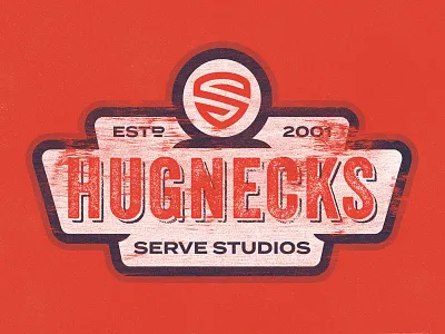 Servin' Up Hugs! badge blue hat hugnecks hugs patch red orange serve studios vintage worn