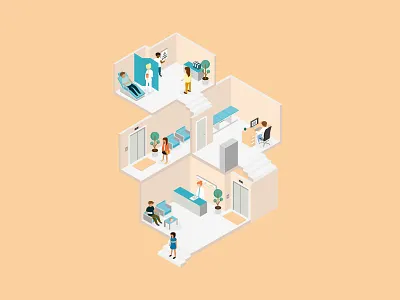 Medical Center 3d building center doctor illustration isometric medical