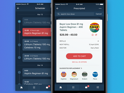 Medicine Prescriptions Management - iPhone Application iphone mobile startup ui ux