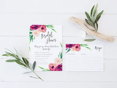Blooming Bridal bridal shower floral invitation rustic script watercolor watercolour wedding