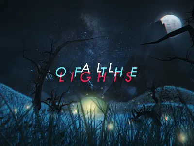 All of the Lights camping cinema 4d grass landscape lights moon night stars trees typoghraphy