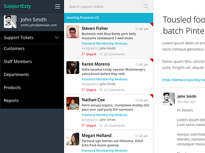 Supportezzy Main Navigation mail supportezzy tickets ui