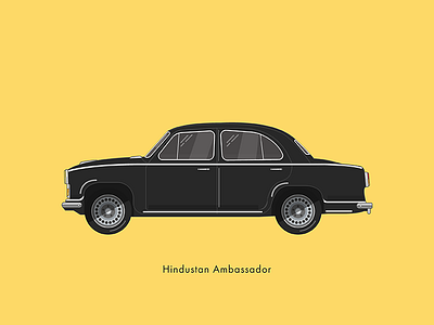 Hindustan Ambassador auto automobile car chennai color famous flat illustration india retro sailesh stroke