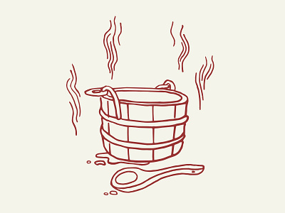 Sauna bucket bucket hand drawn illustration ladle resort sauna steam water