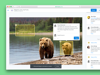 Dropbox Comment on specific areas