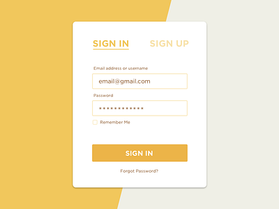 Sign In Screen element flat form in input interface login sign up user widget