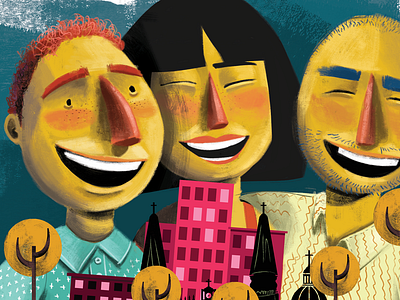 Citizen building citizen city digital happy illustration people photoshop smile wacom