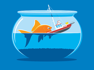 Gonna Need A Bigger Bowl glen glenn jones goldfish illustration illustrator jaws t shirt vector