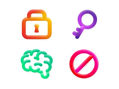 Fresh gradient brain cancel gradient icon icons illustration key lock login outlines register stop