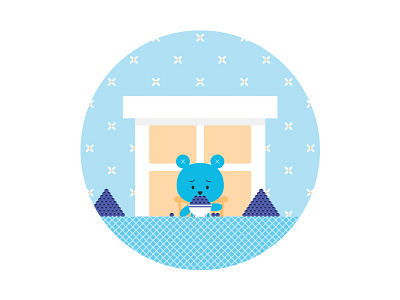 Blueberries again..! bear blue breakfast cute eat eating flat food illustration