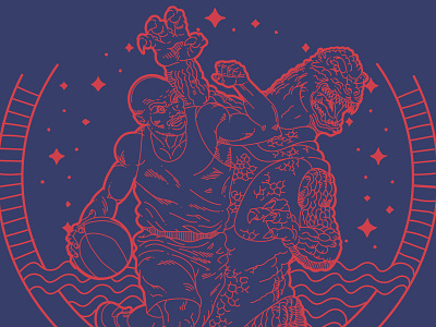 Godzilla Vs Barkley2 basketball icon illustration mono width nike