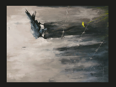 R e s i l i̶ e n c e . crow dandelion dark death illustration raven suicide