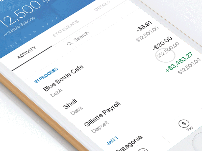 Account Activity account animation app bank checking details finance fintech money saving