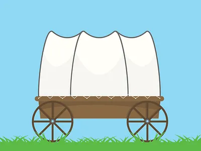 Oregon Trail design flat illustration grass illustration oregon trail outdoors sky trail wagon