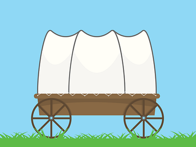 Oregon Trail design flat illustration grass illustration oregon trail outdoors sky trail wagon