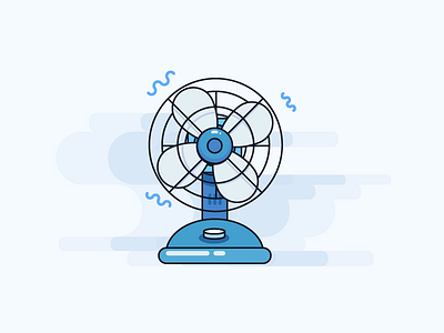 Old fans cold fan flat icon illustration line