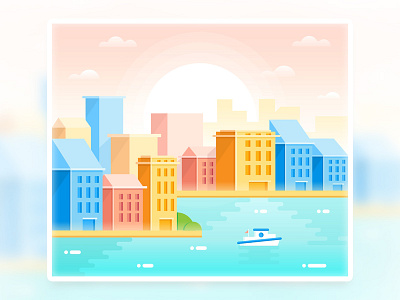 SA9527 Good mood illustration (sunshine ocean waves) good illustration mood sa9527 sunshine