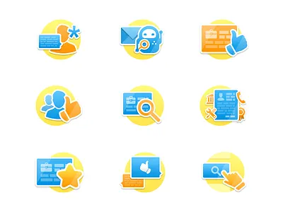Service icons cv flat icon icons illustration like material message profile resume search star