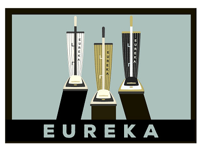 Eureka! art deco icon illustration vaccume vintage