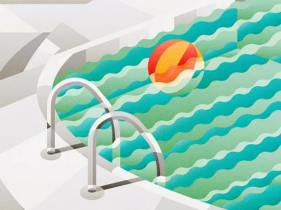 The Pool & the Ball decorative illustration pool