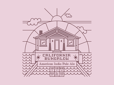 California Bungalow AIPA aipa beer bungalow california craft home house label pink vector