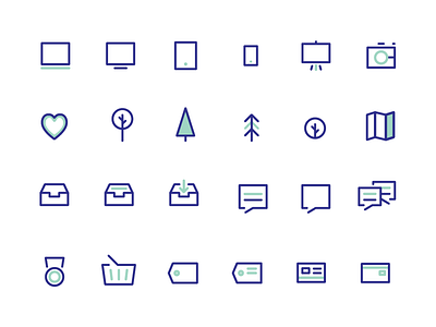 Set of line icons [03] basket box bubble icons icons set map media office outline shop speech