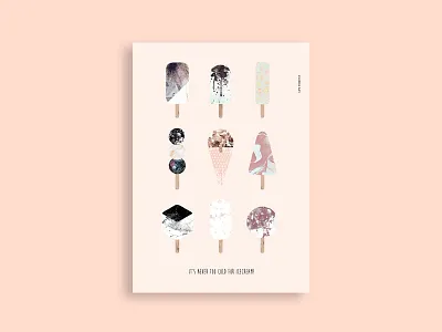 Icecream print aquarelle artprint chocolate handdrawn icecream illustration mint planets poster structure waffel watercolor