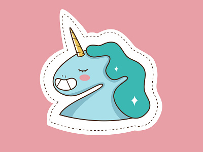 Pretty Unicorn baby blue illustration magic pink pretty unicorn