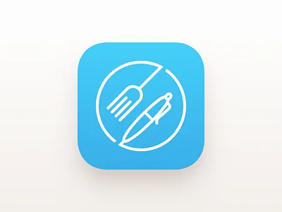 Foodnotes iOS app icon blue version app blue fork icon ios linedraw pen