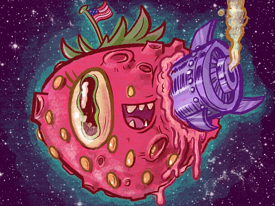 Strawberry Moon cartoon illustration moon strawberry strawberry moon