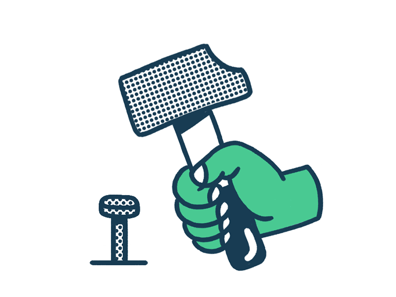 Build it ! action gif hammer hand illustration