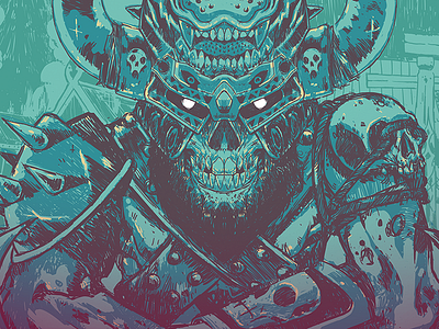 Warlord of Mercy death detail drawing illustration krichmar samurai skull