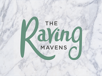 Raving Mavens blog brand branding green identity lettering logo marble