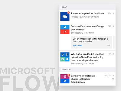 Microsoft Flow iOS activity automation card design flow iphone microsoft minimal notification responsive workflow