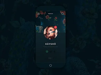 Ethnic - profile screen app dark ethnic floral ios iphone mobile profile ui ux