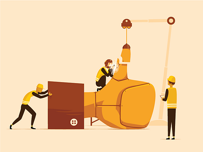 Build the Thumb Up building construction crane facebook hand like love people team work thumb up welder workers