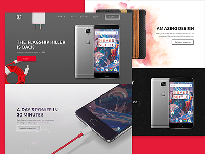 One Plus 3 Homepage concept case study concept e commerce one plus optimization phone product redesign responsive startup study web