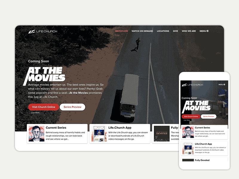 Life.Church church hero lifechurch ministry mobile responsive rwd video web