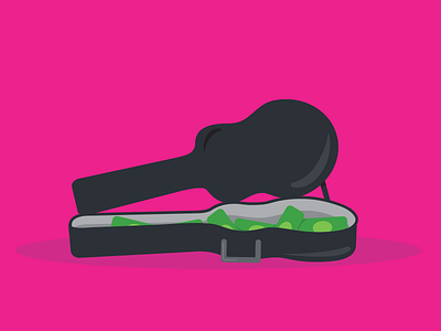 Hustle cash flat illustration guitar case hustle illustration money music pink