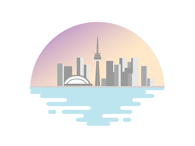 Home buildings canada cntower cute gradient scenery skyline sunset toronto ui vector water