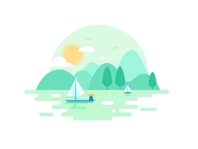 桂林 boat guilin illustration mountain tree