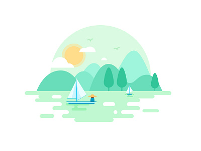 桂林 boat guilin illustration mountain tree