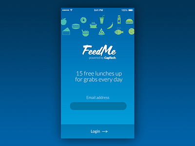 FeedMe App app blue icons lato login logo mobile scriptorama splash ui