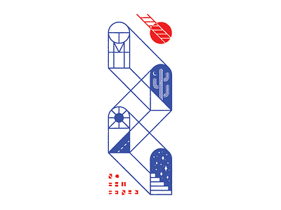 Welcome Home art cactus home ladder open road portal print risograph stairway to nowhere sun