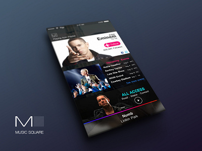 M Square music app concept (Day 2) app artist colors gradients images ios music page photoshop